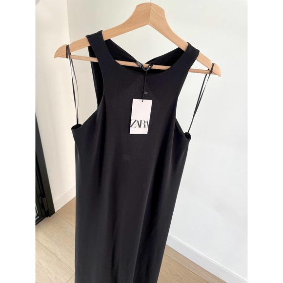 ZARA DRAPED BACK MAXI DRESS BLACK M - Picture 14 of 15